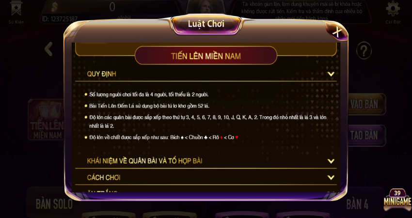 Hướng dẫn cách chơi tiến lên miền nam tại gemwin