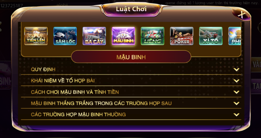 Luật chơi mậu binh tại gemwin