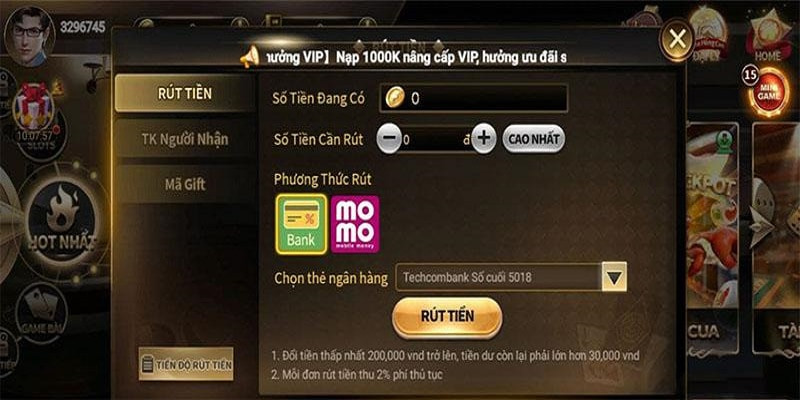 Giao diện nạp tiền tại cổng game số 1 Gemwin