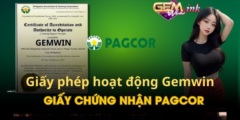 Giấy phép hoạt động Gemwin Gemwin - nhà cái uy tín nhất hiện nay