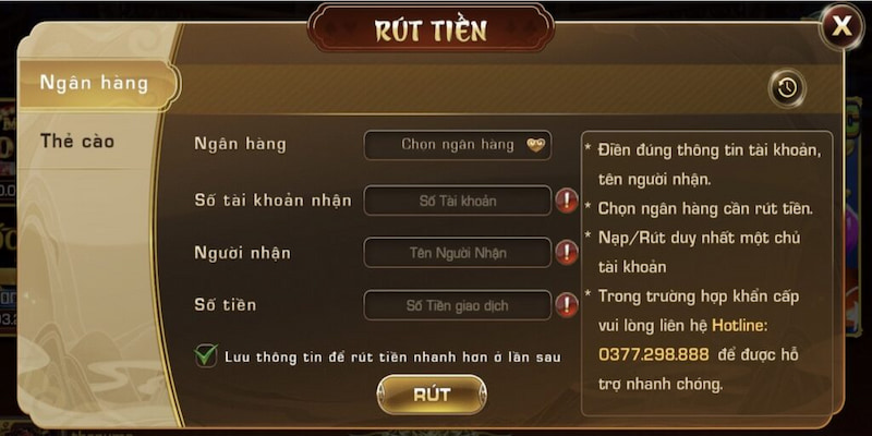 Rút tiền Gemwin nhanh gọn và thuận tiện